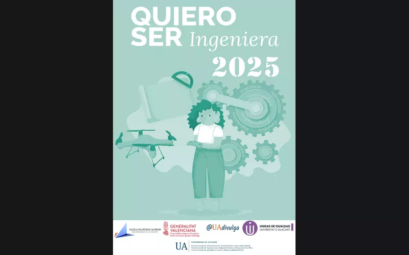Cartel ilustrado de la jornada Quiero Ser Ingeniera de 2025 en la Universidad de Alicante